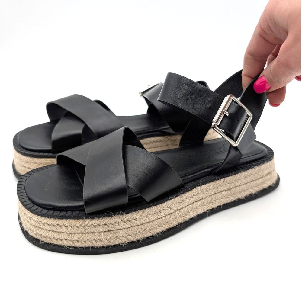 Topshop Jenna Espadrille Platform Strappy Sandals Women's Black Size US5 EU36